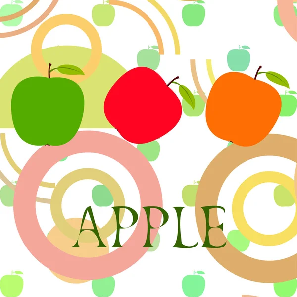 Illustration Vectorielle Cadre Apple Conception Carte Vectorielle Avec Pomme Feuille — Image vectorielle