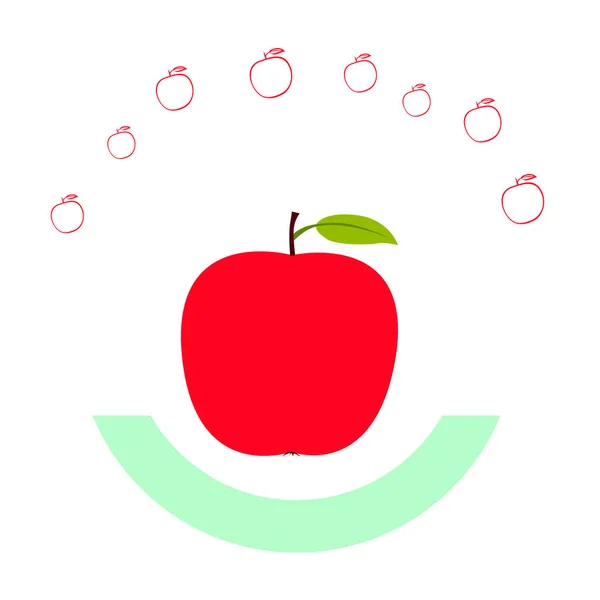 Illustration Vectorielle Cadre Apple Conception Carte Vectorielle Avec Pomme Feuille — Image vectorielle