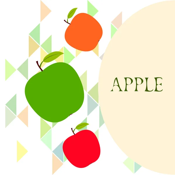 Illustration Vectorielle Cadre Apple Conception Carte Vectorielle Avec Pomme Feuille — Image vectorielle