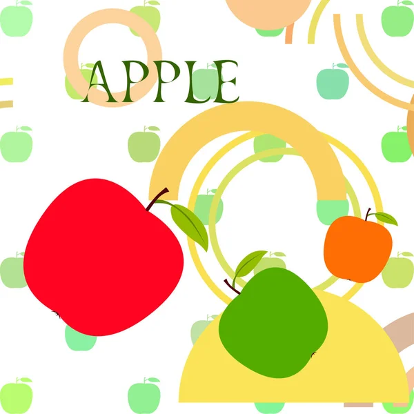 Apple Frame Vector Illustratie Vector Kaart Ontwerp Met Appel Blad — Stockvector