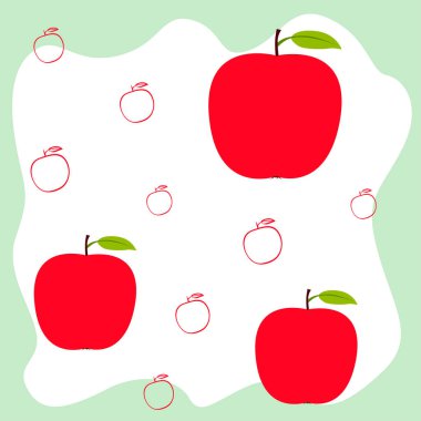 Apple çerçeve vektör illüstrasyon. Elma ve yaprak ile vektör kartı tasarımı.