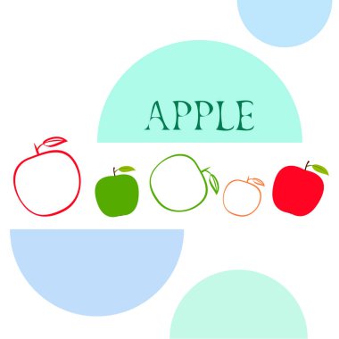 Apple çerçeve vektör illüstrasyon. Elma ve yaprak ile vektör kartı tasarımı.