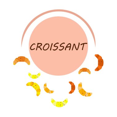 Kruvasan ikonu. Kruvasan-vektör ikonunun düz çizimi. Kruvasan sembolü.