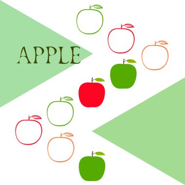 Apple çerçeve vektör illüstrasyon. Elma ve yaprak ile vektör kartı tasarımı.