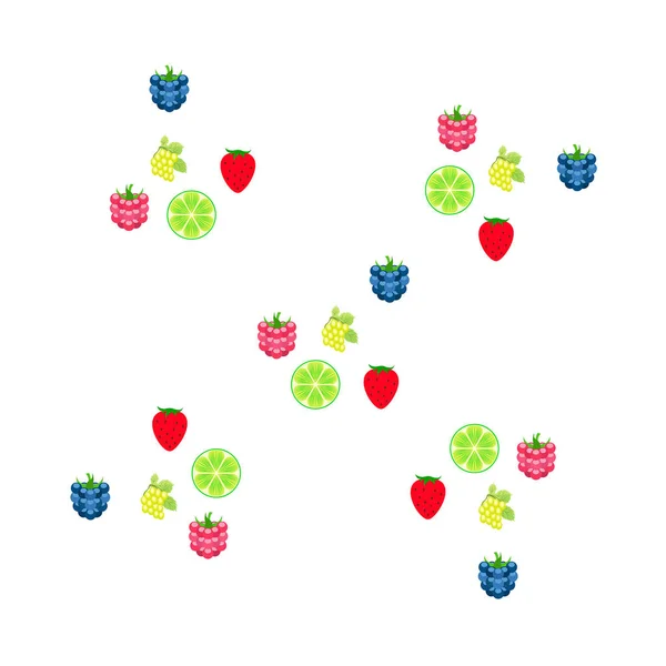 Blackberry raspberry grapes strawberry lime b — Stock Vector