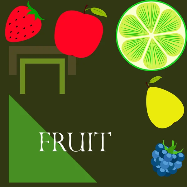 Frutas Bayas Iconos Coloridos Frutas Dibujos Animados Manzana Pera Mora — Archivo Imágenes Vectoriales