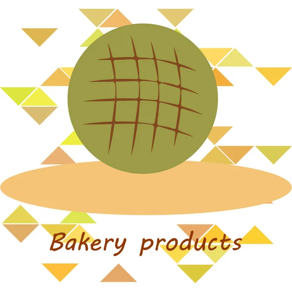 Bakery background. Line graphics. The collection of bread. Bread House. Engraving top view illustration. Vector illustration — ストックベクタ