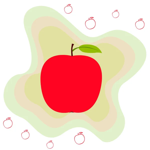 Apfelrahmenvektorillustration Vektorkartendesign Mit Apfel Und Blatt — Stockvektor