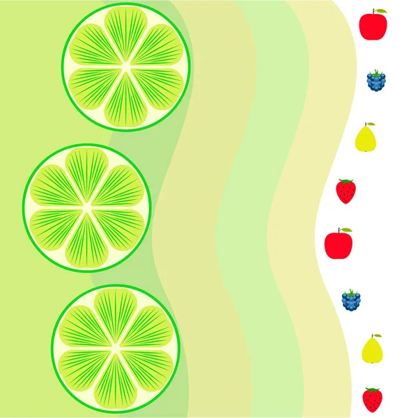 Frutas Bayas Iconos Coloridos Frutas Dibujos Animados Manzana Pera Mora — Vector de stock