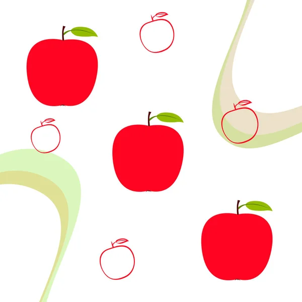 Apple Frame Vector Illustratie Vector Kaart Ontwerp Met Appel Blad — Stockvector