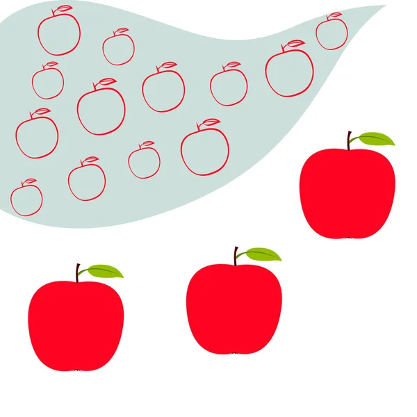 Apfelrahmenvektorillustration Vektorkartendesign Mit Apfel Und Blatt — Stockvektor