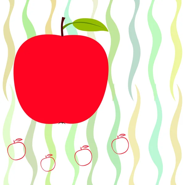 Apple Frame Vector Illustratie Vector Kaart Ontwerp Met Appel Blad — Stockvector