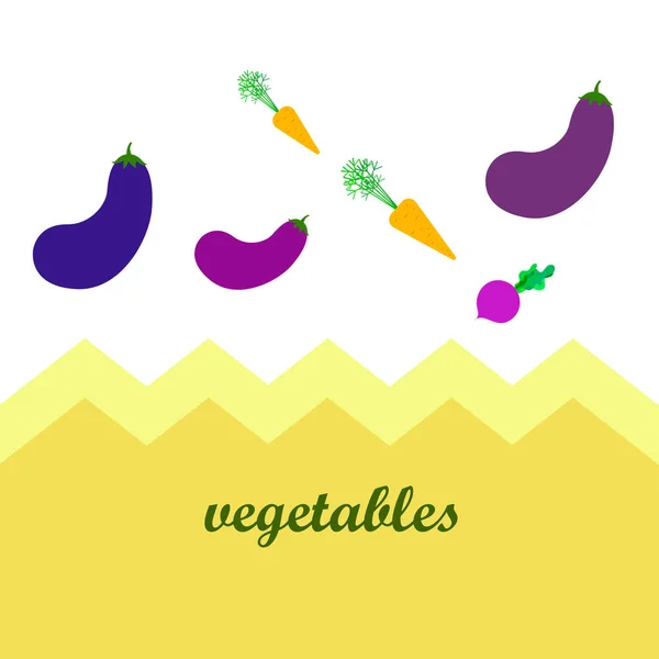 Carrot, beet, eggplant, fresh vegetables. Organic food poster. Farmer market design. Vector background. — Stock Vector