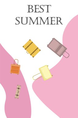 Bavul vektör karikatür tarzı illüstrasyon. Seyahat zamanı. Seyahat ve turizm.