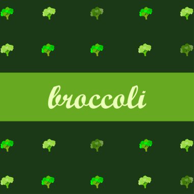 Brokoli, taze sebze. Organik gıda posteri. Çiftçi pazarı tasarımı. Vektör arkaplanı.