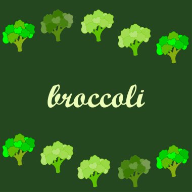 Brokoli, taze sebze. Organik gıda posteri. Çiftçi pazarı tasarımı. Vektör arkaplanı.