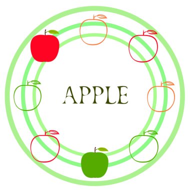 Apple çerçeve vektör illüstrasyon. Elma ve yaprak ile vektör kartı tasarımı.
