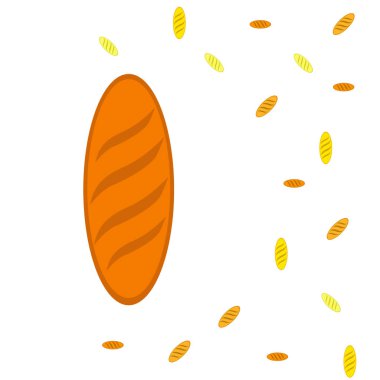 Fırın geçmişi. Çizgi grafikleri. Ekmek koleksiyonu. Ekmek Evi. Üst görünüm illüstrasyonu işleniyor. Vektör illüstrasyonu