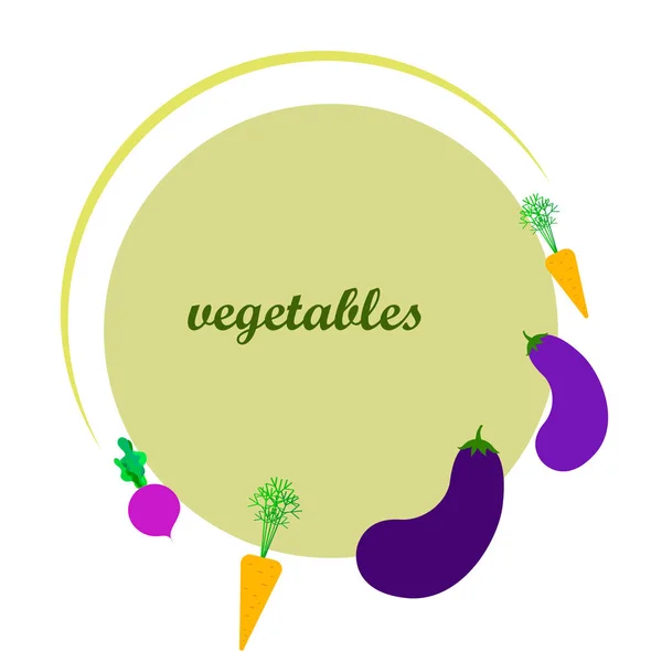 Carota, barbabietola, melanzane, verdure fresche. Manifesto di cibo biologico. Progettazione del mercato agricolo. Sfondo vettoriale . — Vettoriale Stock