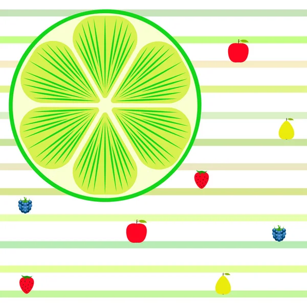 Frutas Bayas Iconos Coloridos Frutas Dibujos Animados Manzana Pera Mora — Vector de stock