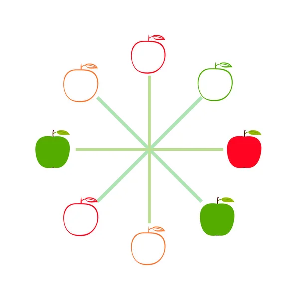 Illustration Vectorielle Cadre Apple Conception Carte Vectorielle Avec Pomme Feuille — Image vectorielle