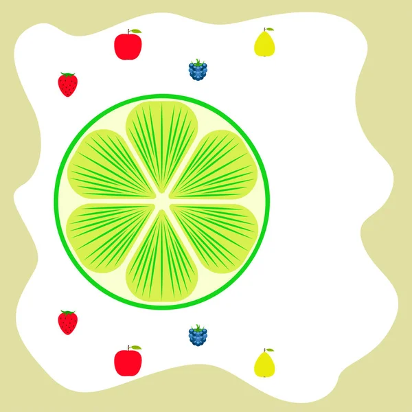 Frutas Bayas Iconos Coloridos Frutas Dibujos Animados Manzana Pera Mora — Vector de stock