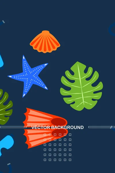 Conjunto Vectorial Elementos Diseño Marino Subacuático Buceo Vista Superior — Archivo Imágenes Vectoriales