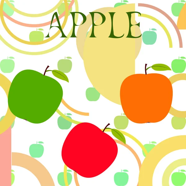 Apple Frame Vector Illustratie Vector Kaart Ontwerp Met Appel Blad — Stockvector