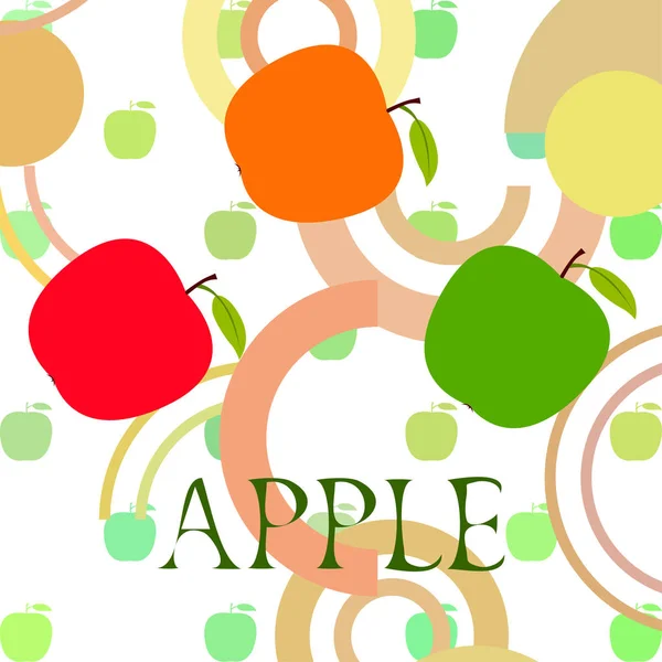 Apple Frame Vector Illustration Vector Card Design Apple Leaf — Stock Vector