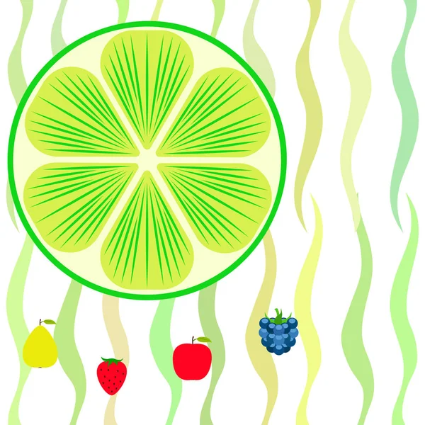 Frutas Bagas Ícones Frutas Desenhos Animados Coloridos Maçã Pêra Amora —  Vetores de Stock