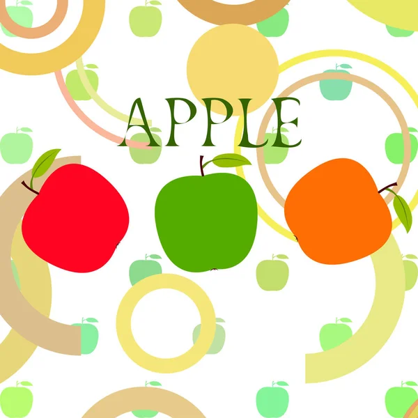 Illustration Vectorielle Cadre Apple Conception Carte Vectorielle Avec Pomme Feuille — Image vectorielle