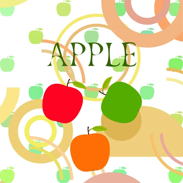 Illustration Vectorielle Cadre Apple Conception Carte Vectorielle Avec Pomme Feuille — Image vectorielle