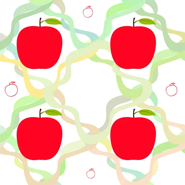 Illustration Vectorielle Cadre Apple Conception Carte Vectorielle Avec Pomme Feuille — Image vectorielle