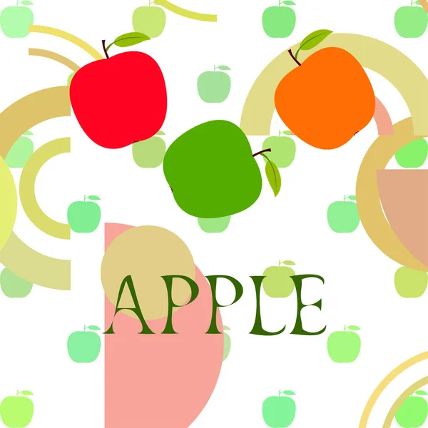 Illustration Vectorielle Cadre Apple Conception Carte Vectorielle Avec Pomme Feuille — Image vectorielle