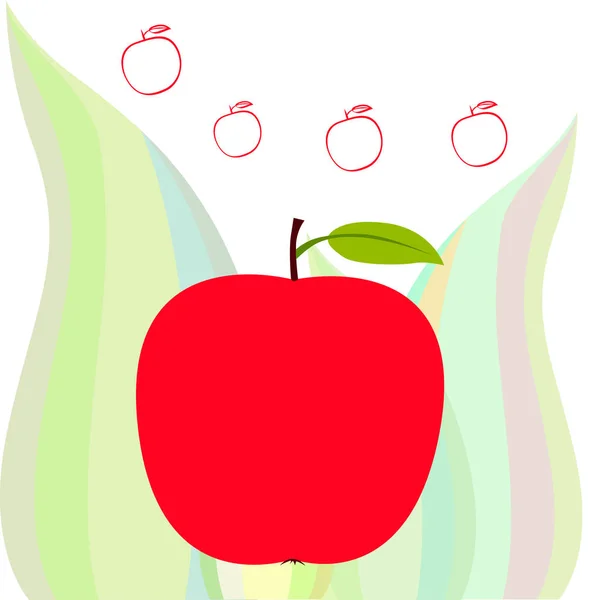 Illustrazione Vettoriale Cornice Apple Scheda Vettoriale Con Mela Foglia — Vettoriale Stock