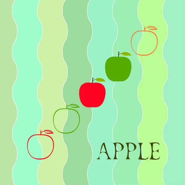 Яблочная Векторная Иллюстрация Векторная Карта Яблоком Листьями — стоковый вектор