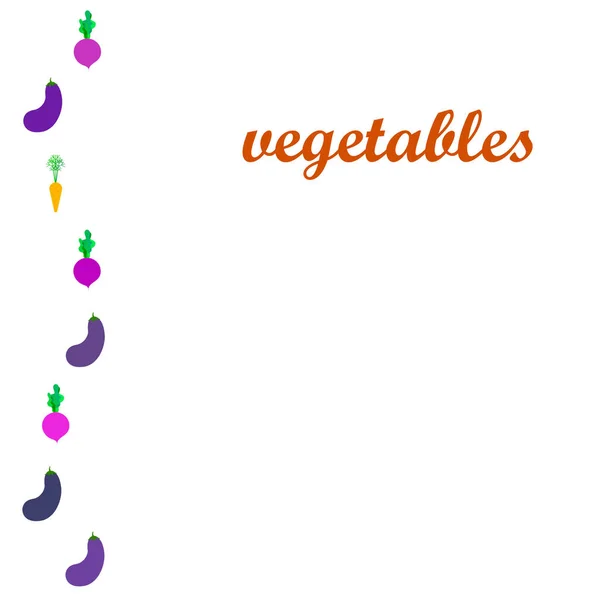 Carrot, beet, eggplant, fresh vegetables. Organic food poster. Farmer market design. Vector background. — Stock Vector