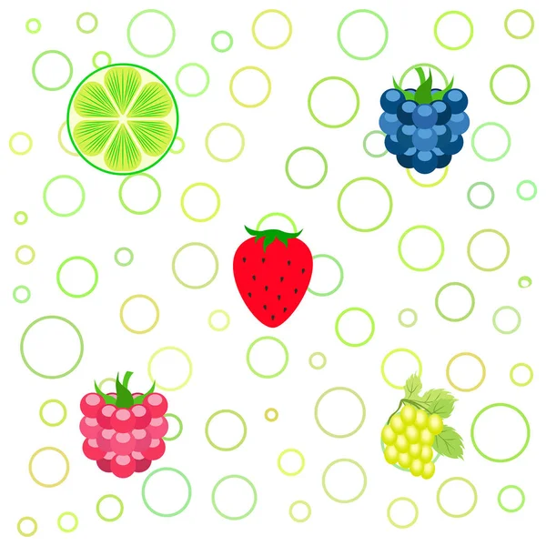 Blackberry raspberry grapes strawberry lime b — Stock Vector