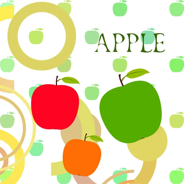 Illustrazione Vettoriale Cornice Apple Scheda Vettoriale Con Mela Foglia — Vettoriale Stock