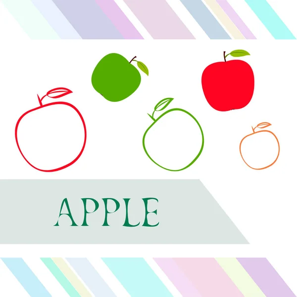 Illustration Apple Frame Vector Vektor Kort Design Med Äpple Och — Stock vektor