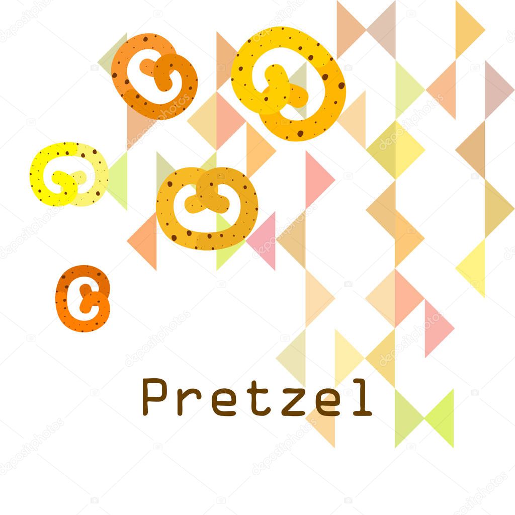 Pretzel Traditional baking. Illustration for the holiday Oktoberfest. Germany. Munich. Snack to beer. Cafe. Snack Bar. Bread. Bakery.