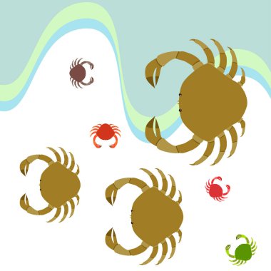 Yengeç. Deniz ürünleri. Bir deniz hayvanının vektör illüstrasyonu.