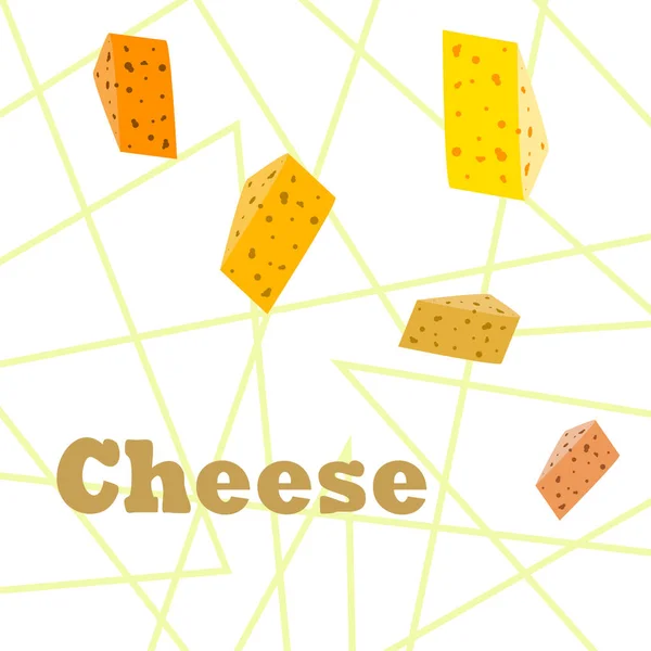 Vector de queso, fondo de queso apetitoso, productos lácteos . — Vector de stock