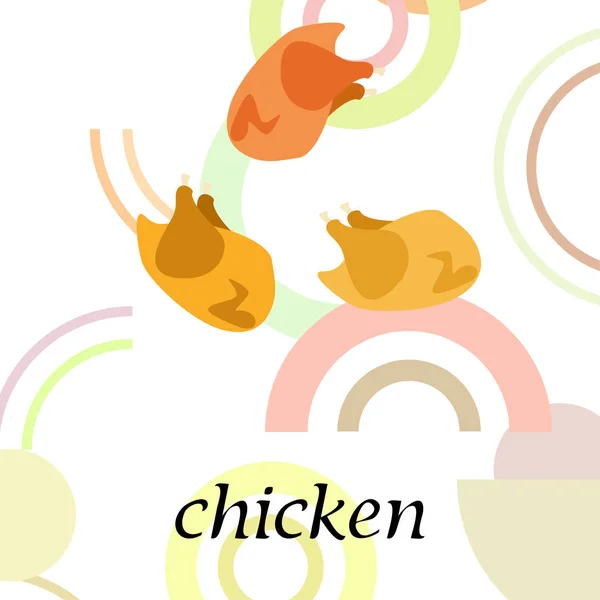 Kip vlees, cartoon, vector illustratie, voedsel achtergrond. — Stockvector
