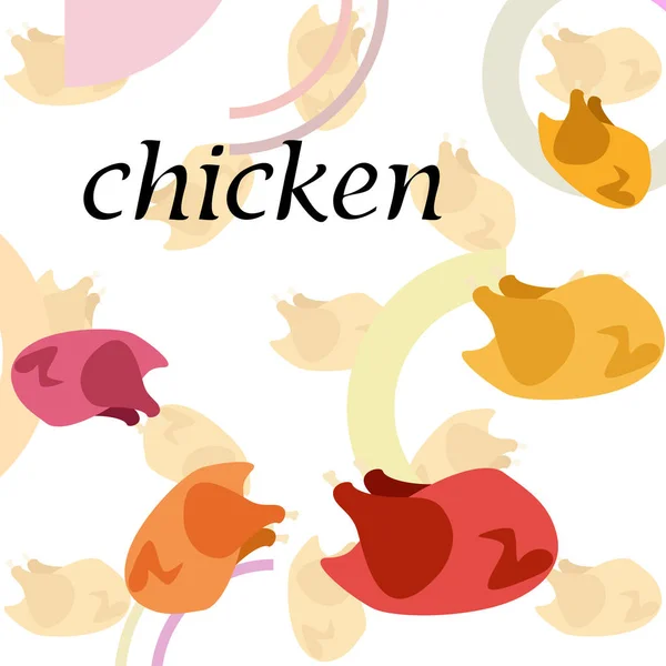 Carne de pollo, dibujos animados, ilustración vectorial, fondo alimentario . — Vector de stock