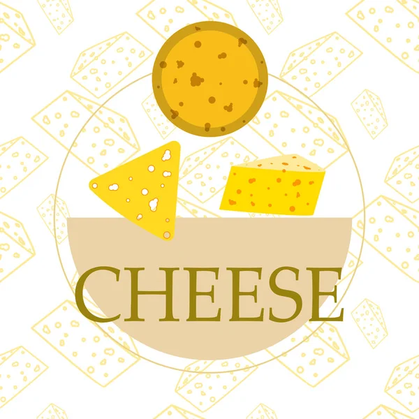 Vector de queso, fondo de queso apetitoso, productos lácteos . — Archivo Imágenes Vectoriales