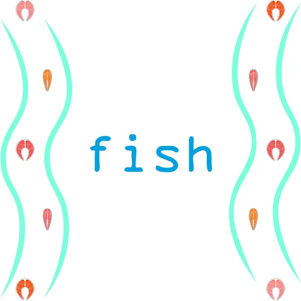 Pesce, frutti di mare. Pesce vettore. Design del cibo e del ristorante . — Vettoriale Stock