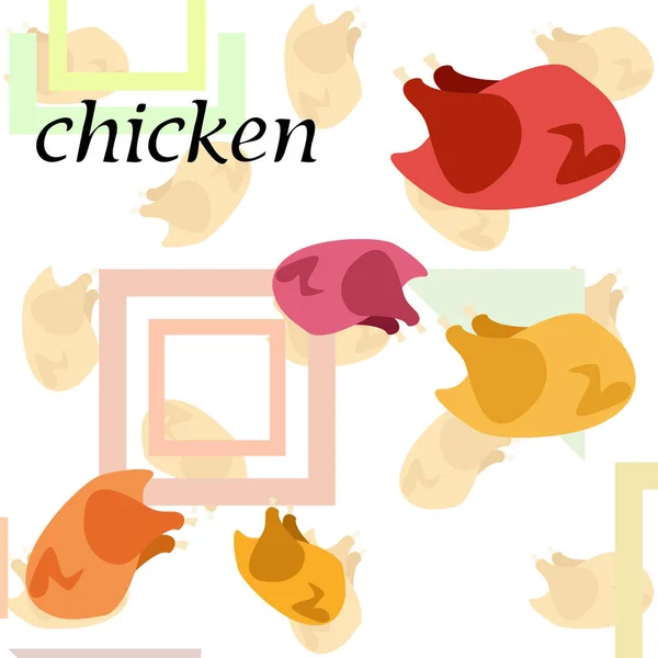 鸡肉， 卡通， 矢量插图， 食物背景. — 图库矢量图片