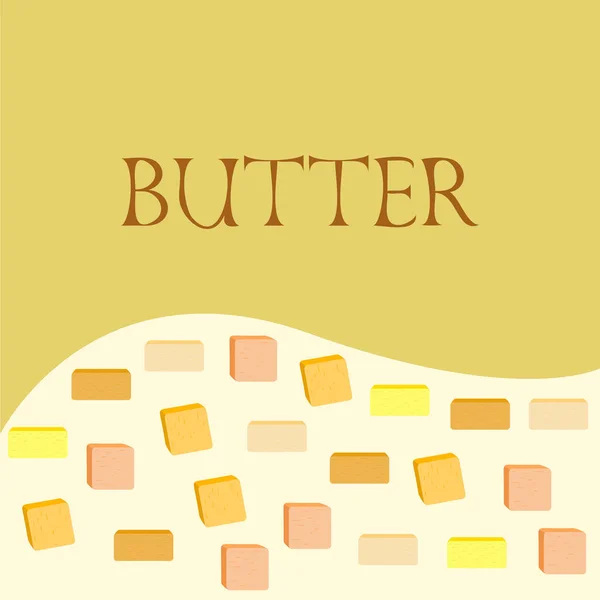 Vector yellow stick of butter. Slices of margarine or spread, fatty natural dairy product. High-calorie food for cooking and eating. — ストックベクタ