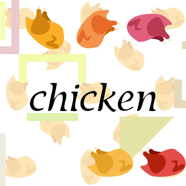 닭 고기, 만화, 벡터 일러스트 레이션, 음식 배경. — 스톡 벡터